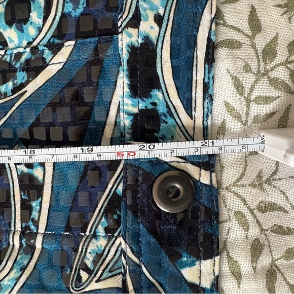 Retro Ruby Road Sz 12P Women's Blue Light Weight Jacket Shiny Button Up Pockets - Picture 10 of 11